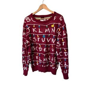 Stranger Things Alphabet Ugly Christmas Sweater Pullover Crewneck Size XL